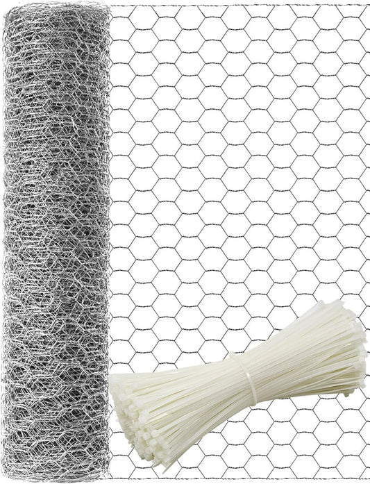 16in x 82ft Chicken Wire, TOYPOPOR 40cm x 25m Poultry Wire Netting Hexagonal Galvanized Mesh Garden Fence Barrier for Pet Rabbit Chicken Fencing (16In x 82FT)