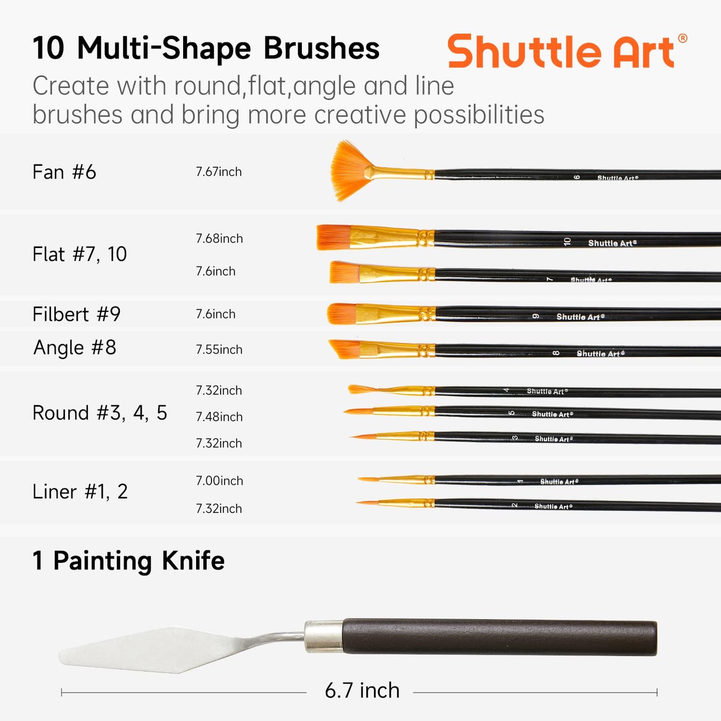 Shuttle Art 48 Pack Acrylic Paint Set, 30 Colors Acrylic Paint (36ml) with 10 Brushes 5 Canvas 1 Paint Knife 1 Palette 1 Sponge, Complete Set for Kids, Adults Painting on Canvas Rocks Wood Ceramic