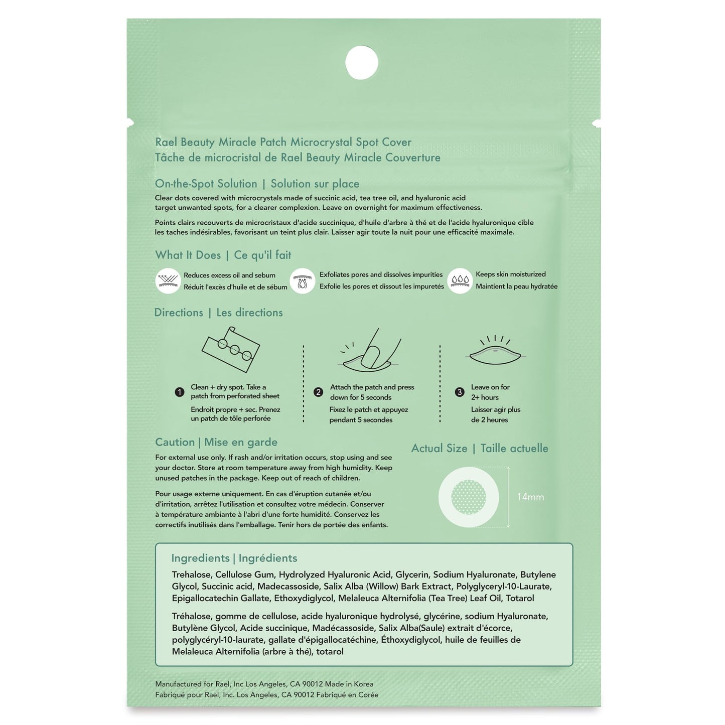 Rael Miracle Microcrystal Spot Cover - Hydrocolloid, Patches with Tea Tree Oil, Early Stage (36 Count)