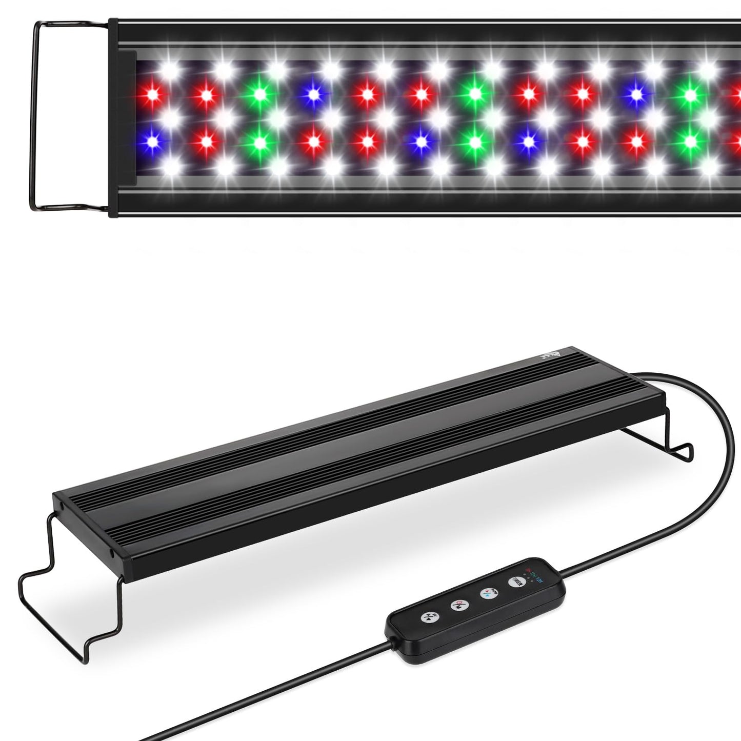 AQQA Aquarium Light,Full Spectrum Fish Tank Light for Plants,3 Mode+Timer+Adjustable Brightness,High Brightness LED Beads with Extendable Brackets for Freshwater (22W)
