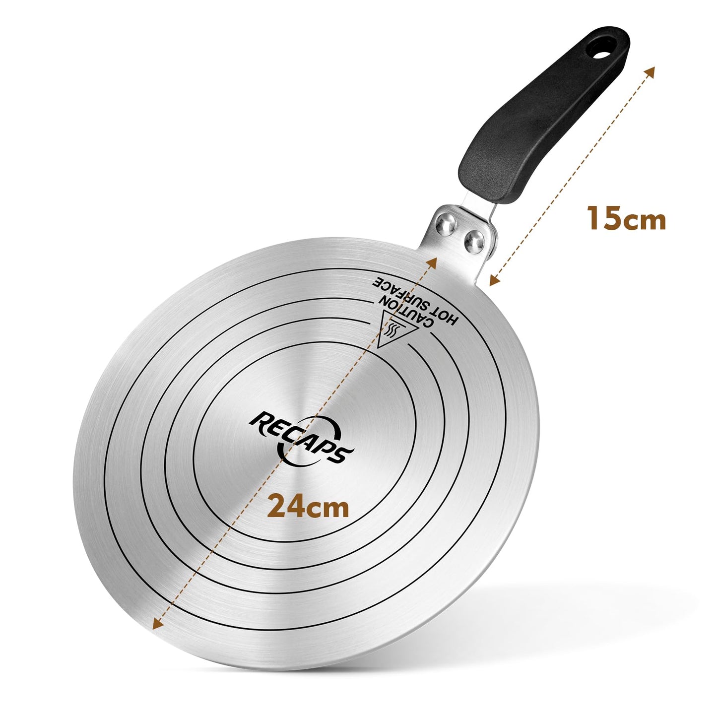 RECAPS 24CM Stainless Steel Induction Adapter Plate for Induction Electric Gas Glass Cooktop, Induction Heater for Moka Pot, Glass Bowls, Sauce Pan