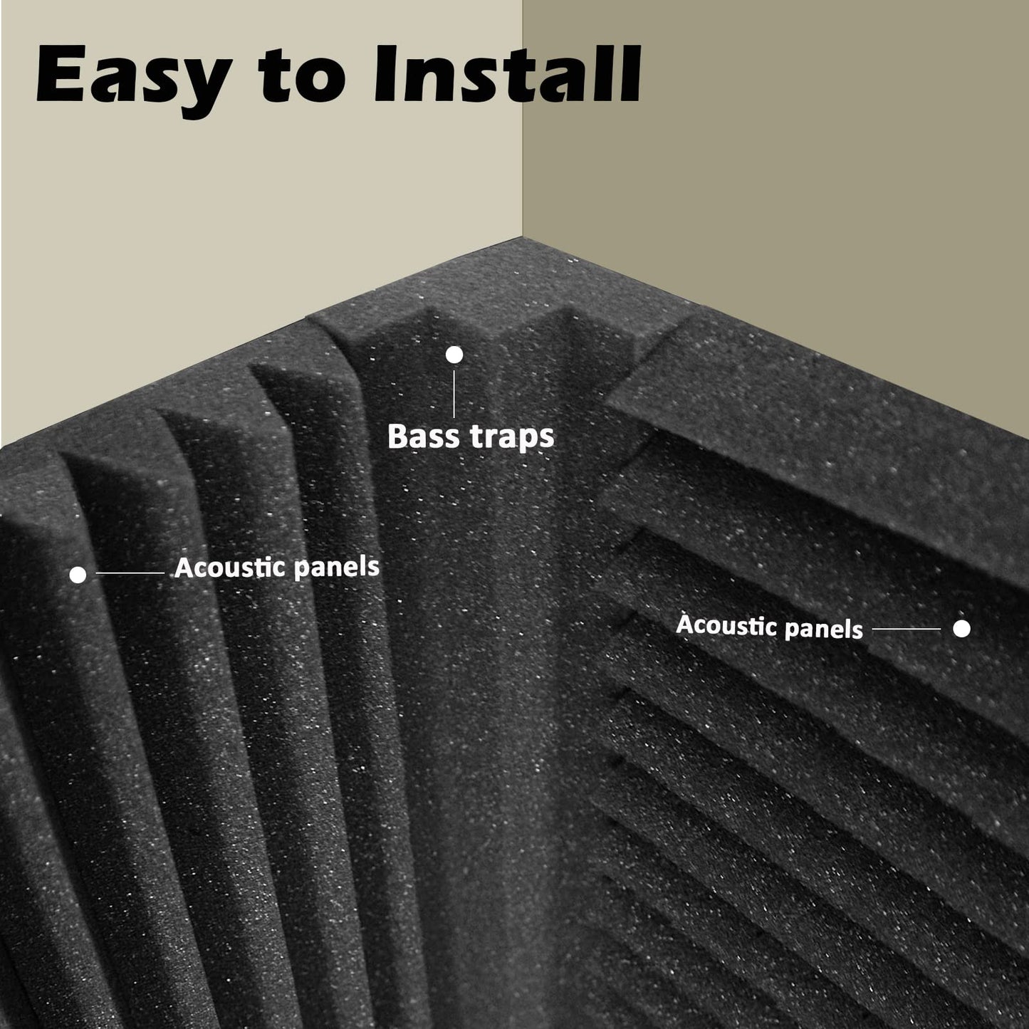 24 Pack Bass Traps Acoustic Foam Panels - 12" X 3" X 3" Bass Trap Acoustic Foam Corner Block- High Density Soundproofing Foam - Acoustic Panels for Home, Studio or Theater