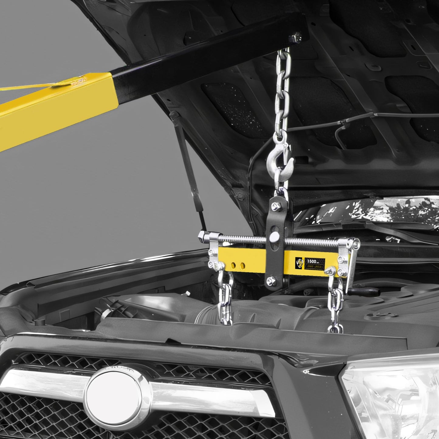 YELLOW JACKET Engine Leveler 1500lbs Steel Engine Hoist Shop Crane with Ball Bearing, Adjustable Handle
