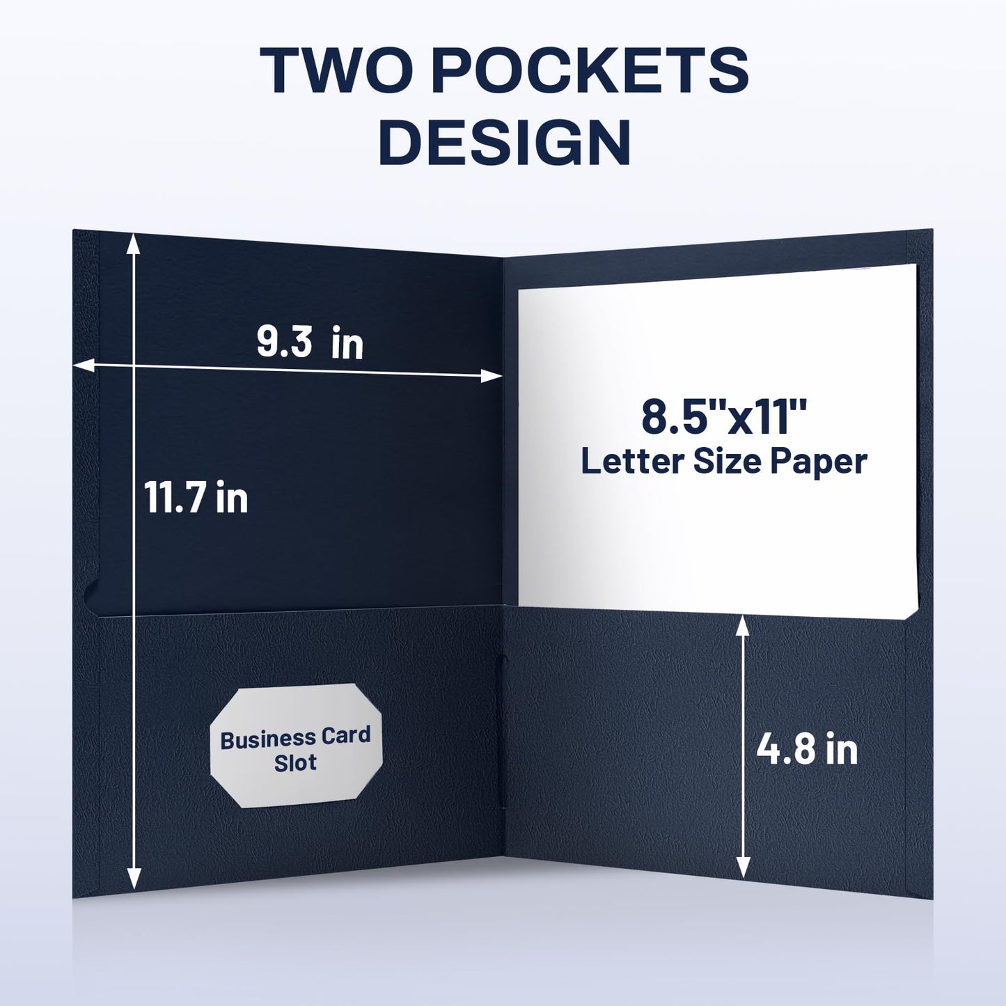 SUNEE Folders with Pockets(125 Pack, Dark Blue), 2 Pocket Folders Fit Letter Size Paper, Paper File Folder for School Office Home Bussiness