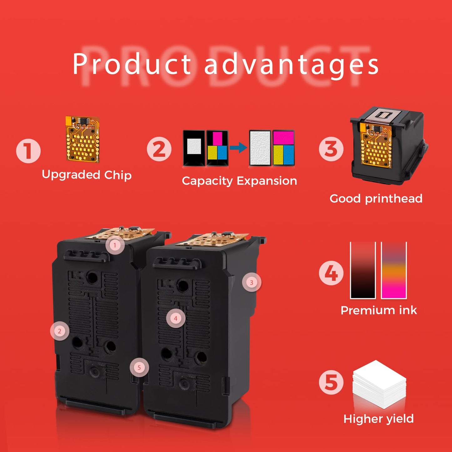HOTCOLOR PG-243XL(245XL) ts3420 Ink cartridges PG243 Replacement for Canon 243 Black Ink Cartridge for Canon Printer Ink 243 244 for Canon pixma ts3420 Ink TS3400 TR4522 MG2524 (2 Black)