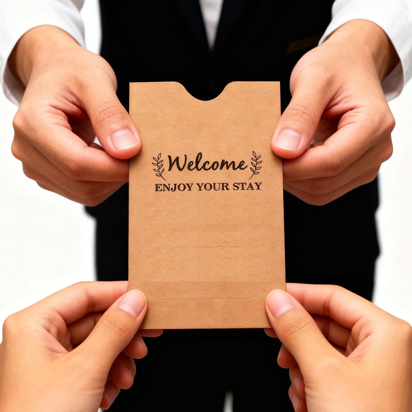 Kraft Hotel Key Card Holder Sleeves,Welcome Guests Hotel Key Card Envelopes,200 Pcs Per Pack