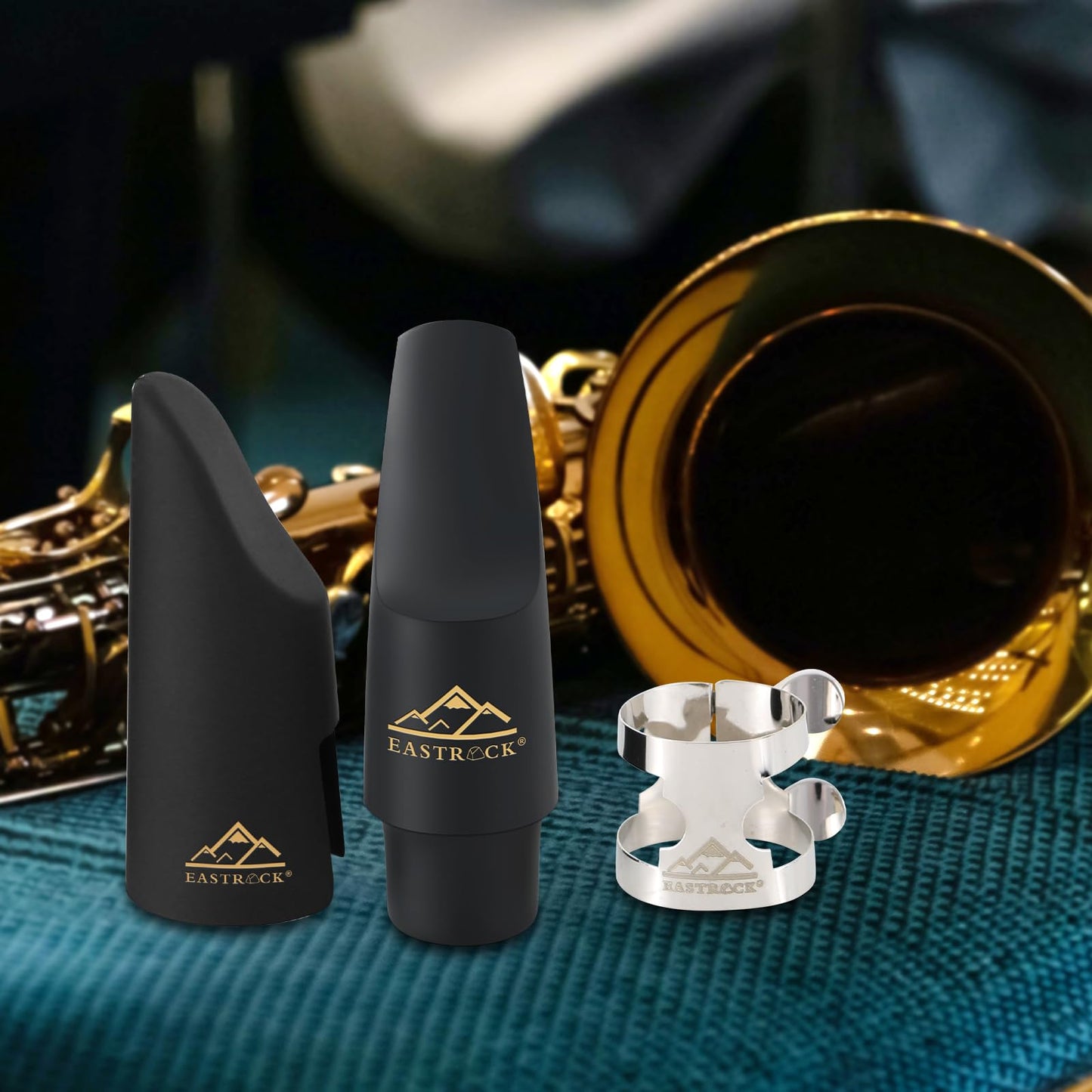 EASTROCK Alto Saxophone Mouthpiece Kit-includes Metal Ligature, touchable Cap for Alto Saxophone, cushion pads, Velvet bag