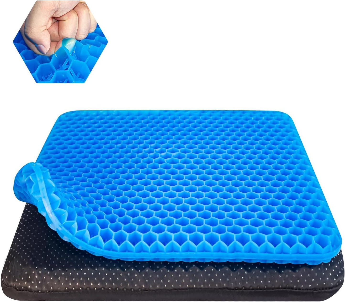 Gel Seat Cushion for Long Sitting with Non-Slip Cover,Soft & Breathable,Seat Cushion for Desk Chair,Wheelchair,Car,Office chair,stadium,airplane,blue support,air plane,bleacher,booster,sporting events