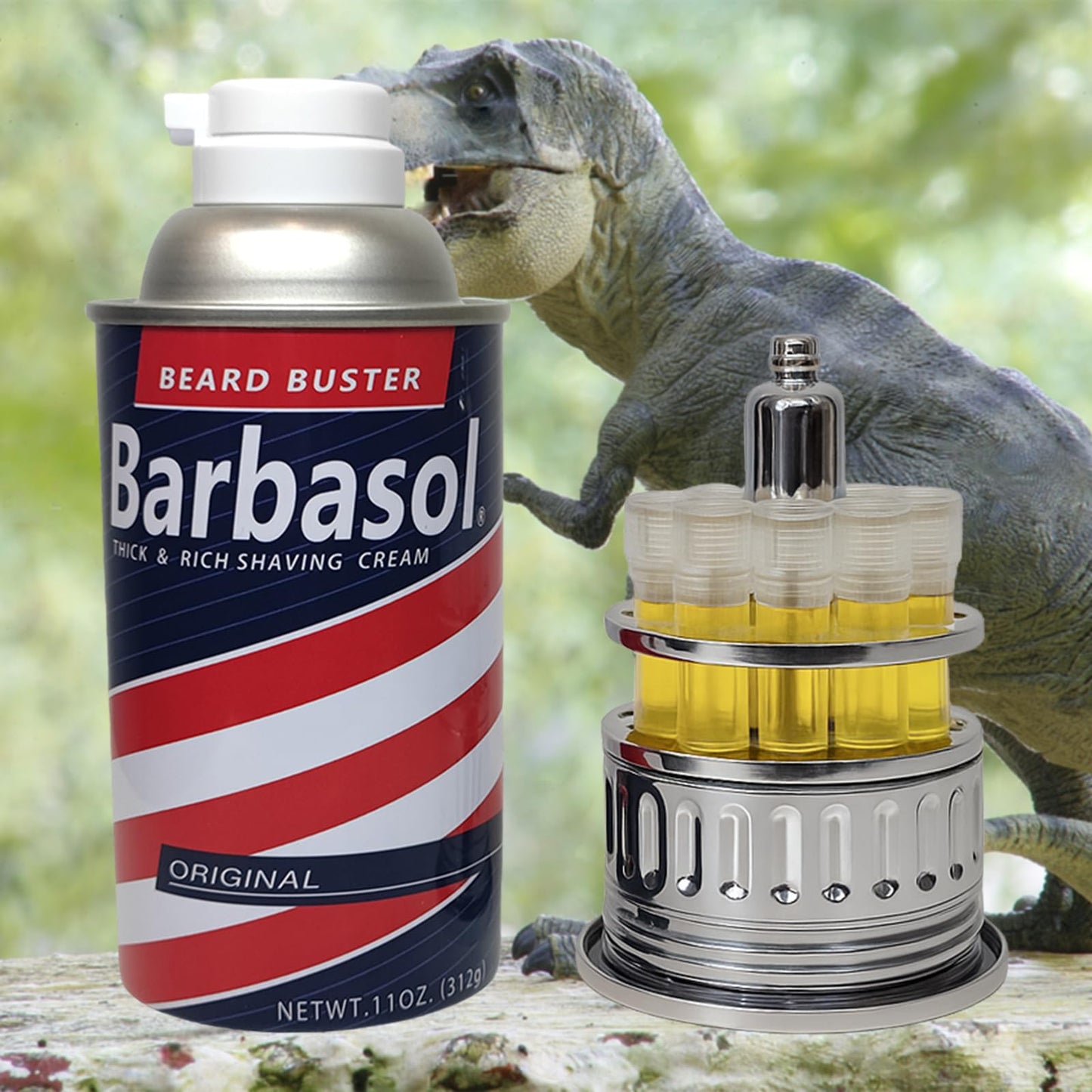 Dinosaur DNA Can Freezer Jar Canister with Metal Rack and Test Tube Dinasaur DNA Props Cryo for Dinosaur Fans and Movie Collectors for Party Decoration Birthday Christmas Gifts