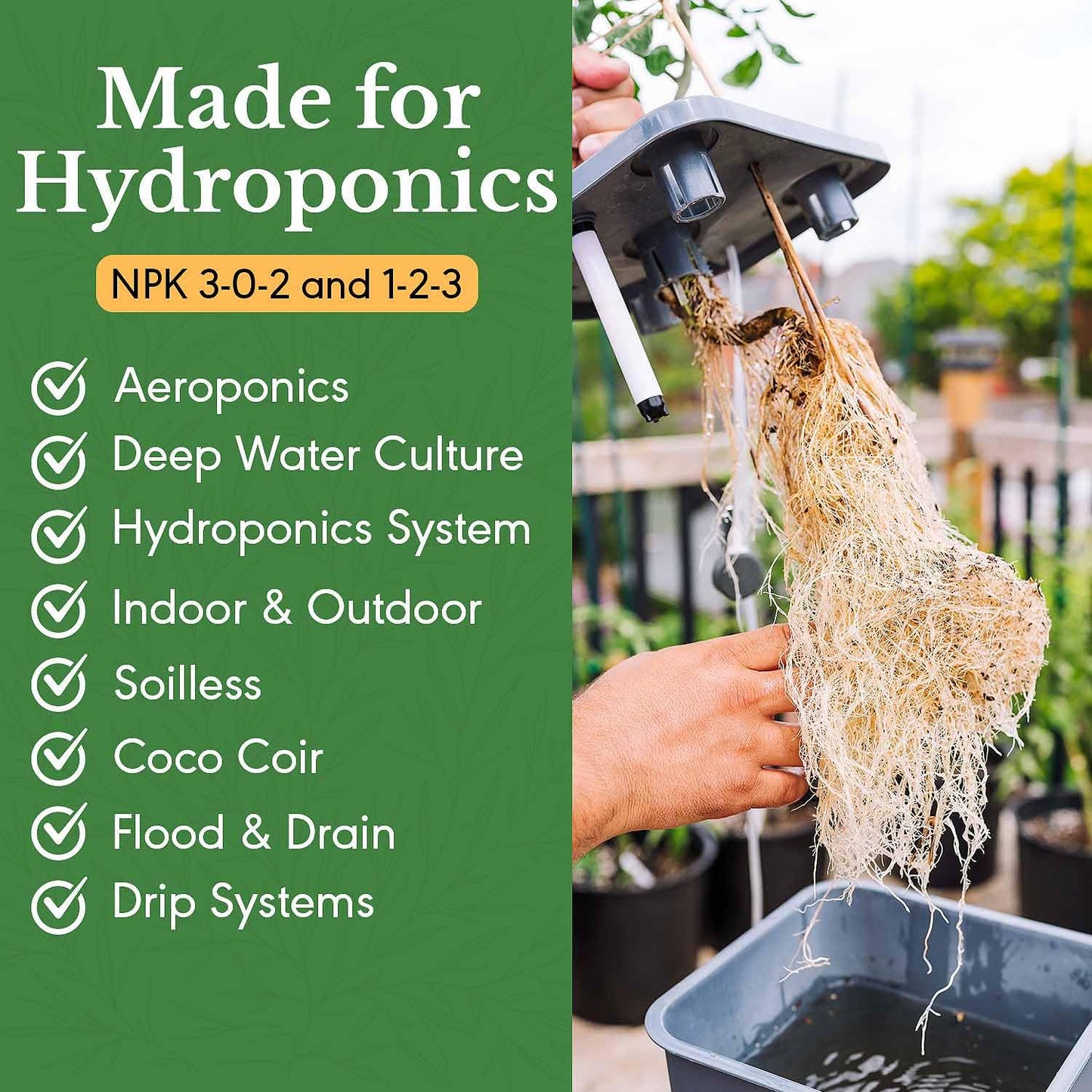 HydraGrow A & B Hydroponic Nutrients - Grow Big Vegetables & Boost Vegetative Growth in All Plants, 2 Part Grow Base Liquid Plant Food for Indoor & Outdoor Gardens 1L / 32oz Set NPK 3-0-2 & 1-2-3