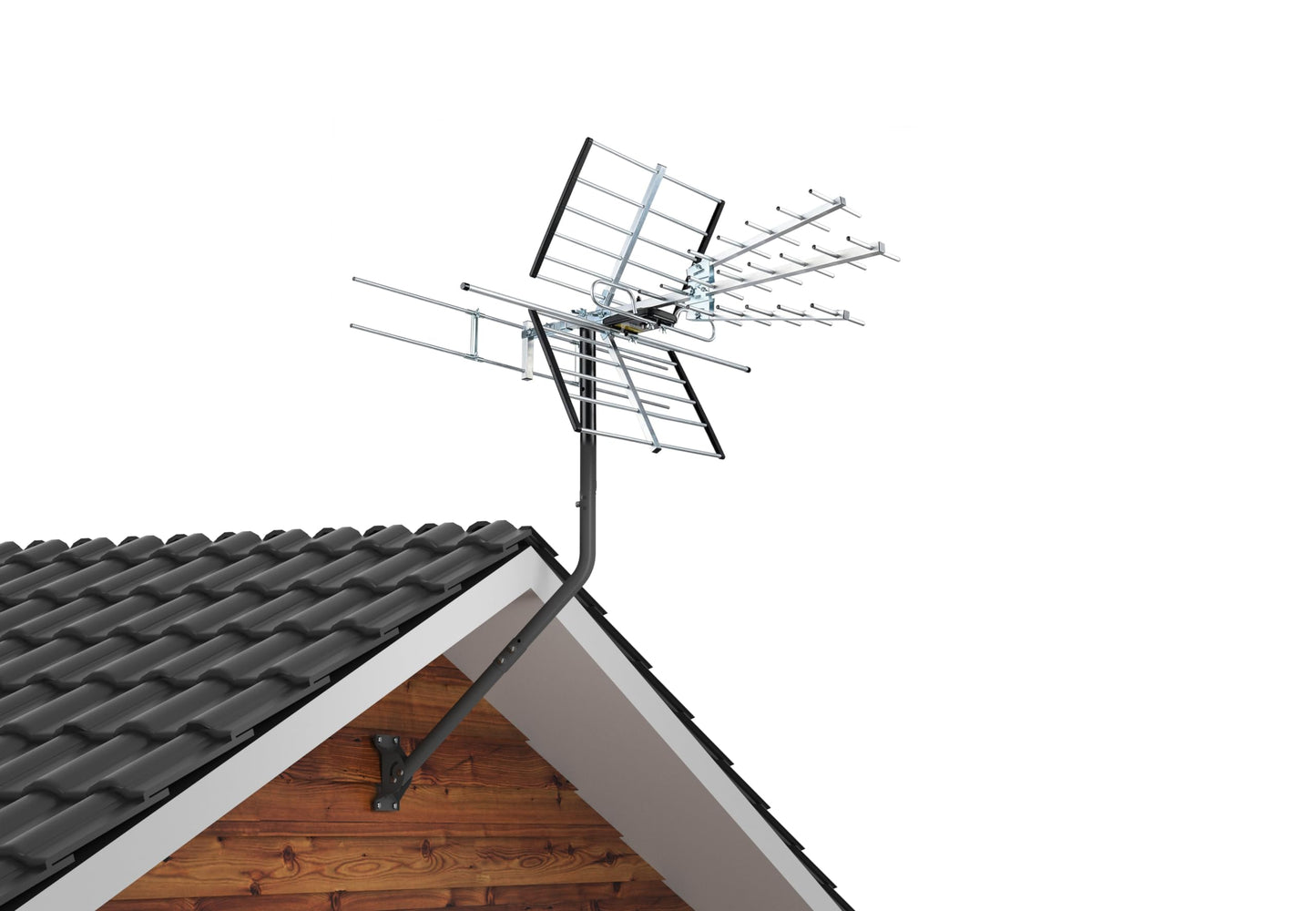 CEKAY Universal Mounting Pole (Diameter 1 1/2", Length 35") - J Pole Mount for Antenna & Starlink Dish & Weather Station - Adjustable Pivot/Lock Bracket for Wall, Eave or Roof Mounting