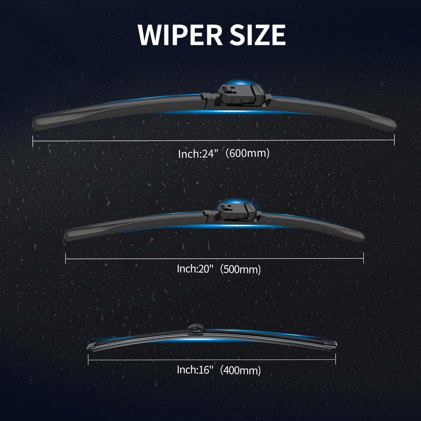 GARDIMU Front and Rear Windshield Wiper Blades, 3 Pcs Front and Back Windshield Wipers Blades Replacement for Audi Q5 2018-2024, Car Window Wiper Blades for 2018 2019 2020 2021 2022 2023 2024.