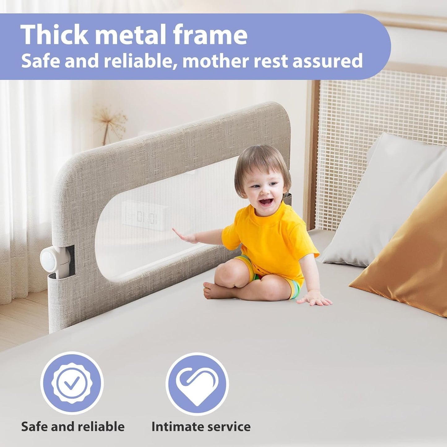 Baby Bed Rails Guard for Toddlers - Toddler Bed Rail for Queen Full King Twin Crib Bunk Size Bed Adjustable Heights & Foldable Bedrail Extra Tall Child Safety Side Railing Guards for Kids (48inch)