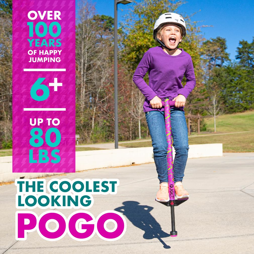 Flybar Maverick Pogo Stick for Kids Ages 5+, 40 to 80 Pounds, Perfect for Beginners, Easy Grip Handles, Anti-Slip Pegs, Outdoor Toys for Boys and Girls