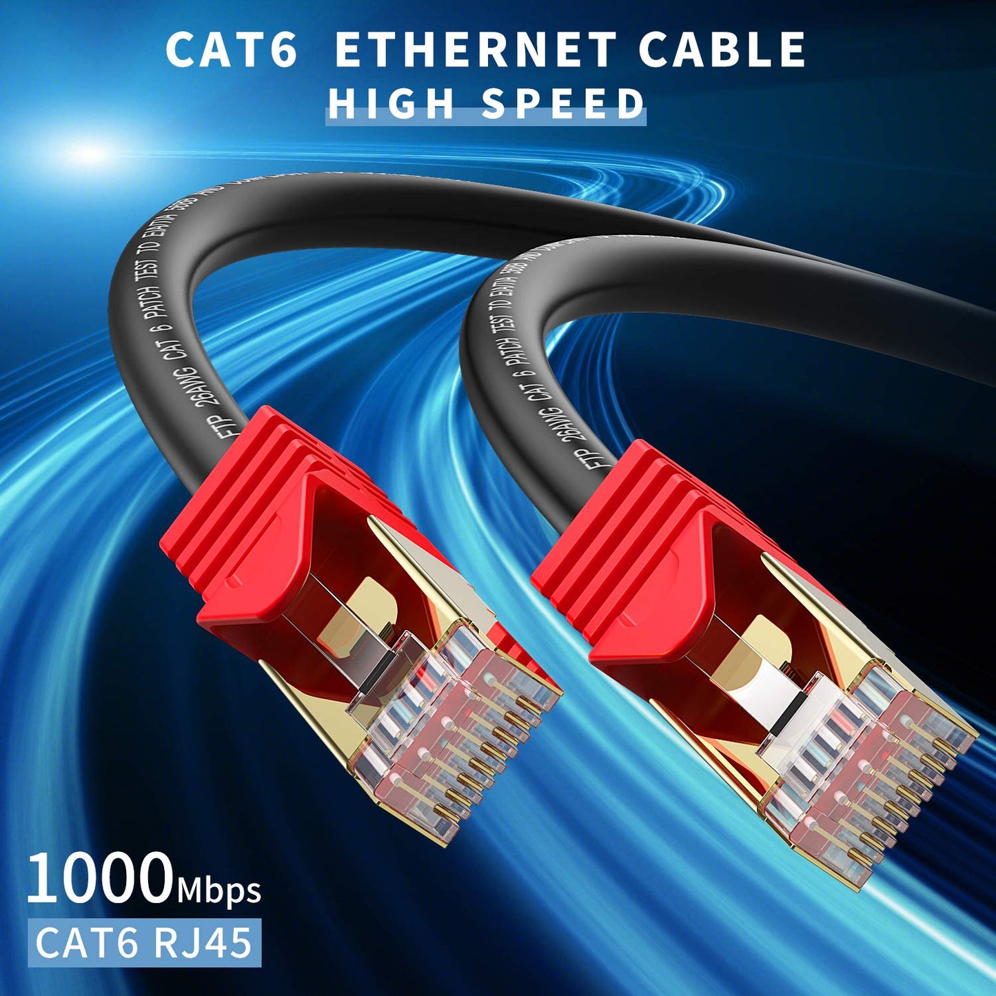 XXONE Outdoor Cat 6 Ethernet Cable 300ft, 26AWG Heavy-Duty Cat6 Networking Cord Patch Cable RJ45 LAN Wire Cable FTP Waterproof Direct Burial