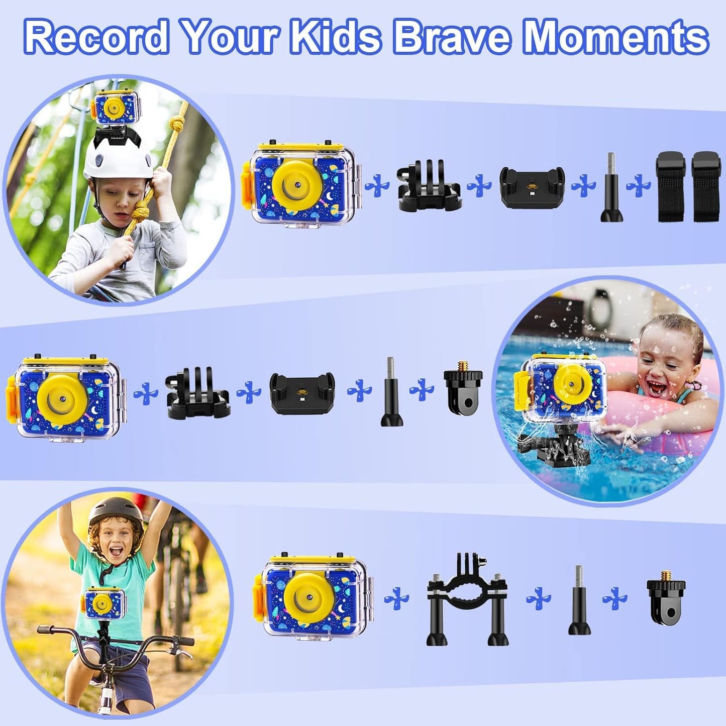 GKTZ Kids Camera - Underwater Camera Birthday Gifts for Girls Boys Children Digital Waterproof Camera with 32GB SD Card, Pool Toys for Kids Age 3-12 (Dark Blue)