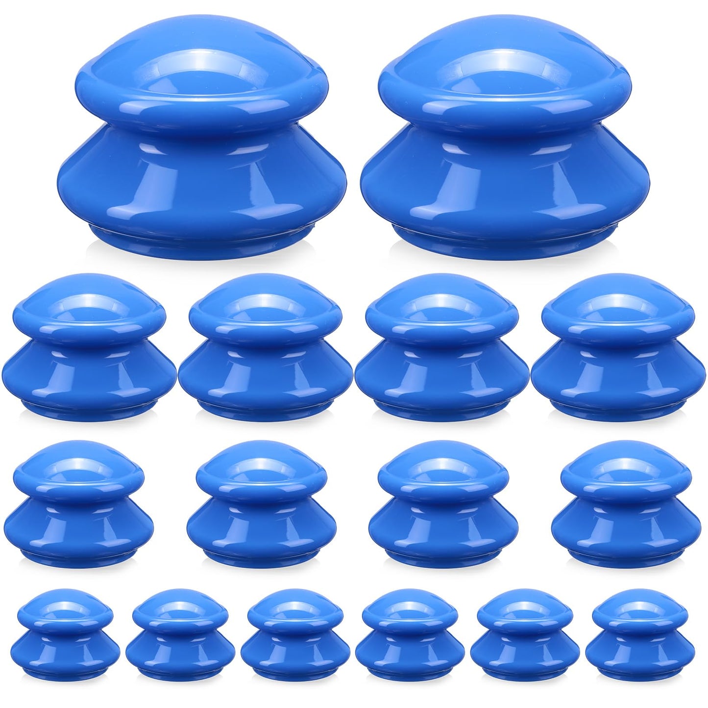 Geiserailie 16 Pcs 4 Sizes Cupping Therapy Set Silicone Cupping Massage Cups Professional Chinese Therapy Cup Vacuum for Body Muscle Nerve(Dark Blue)