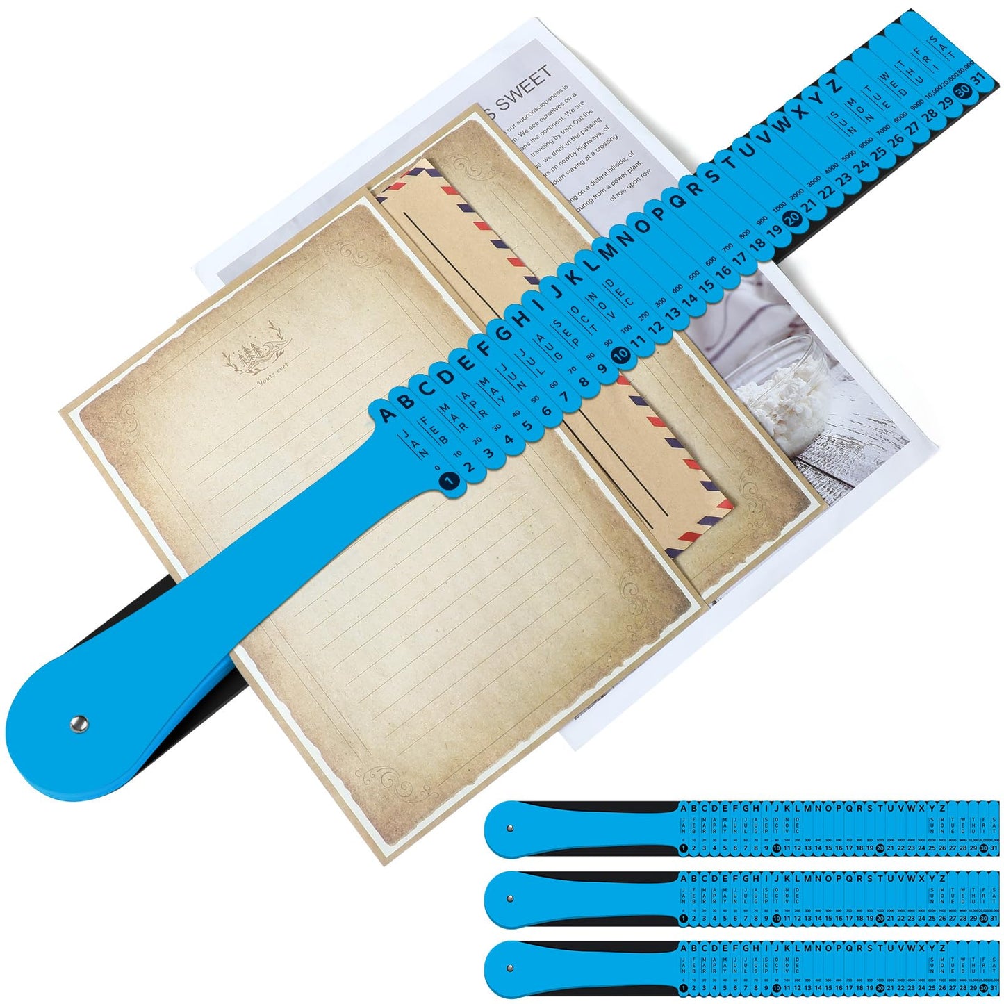 PerKoop Plastic All Purpose Document Sorter Alphabetical a-z File Organizer Compact Upright Space Saving Paper Organizer for File Office School, Blue, 2.52 x 23.5 inches(1 Set)