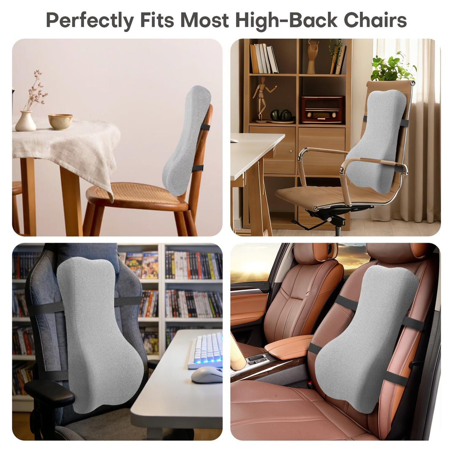 24'' Tall Back Support Pillow Fully Support Entire Back and Shoulder for Pain Relief and Comfort, Memory Foam Back Cushion for Back Rest, Ideal for Executive Office Chair, Computer & Gaming Chair