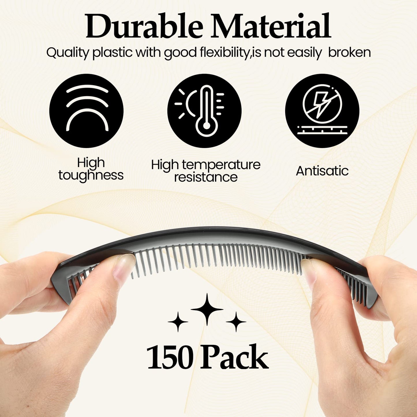 Mimorou 150 Pieces Hair Combs Bulk Black Plastic Pocket Hair Combs 5 Inch Fine and Wide Tooth for Women and Men, Hotel, Travel, Charity, Homeless, Nursing Home