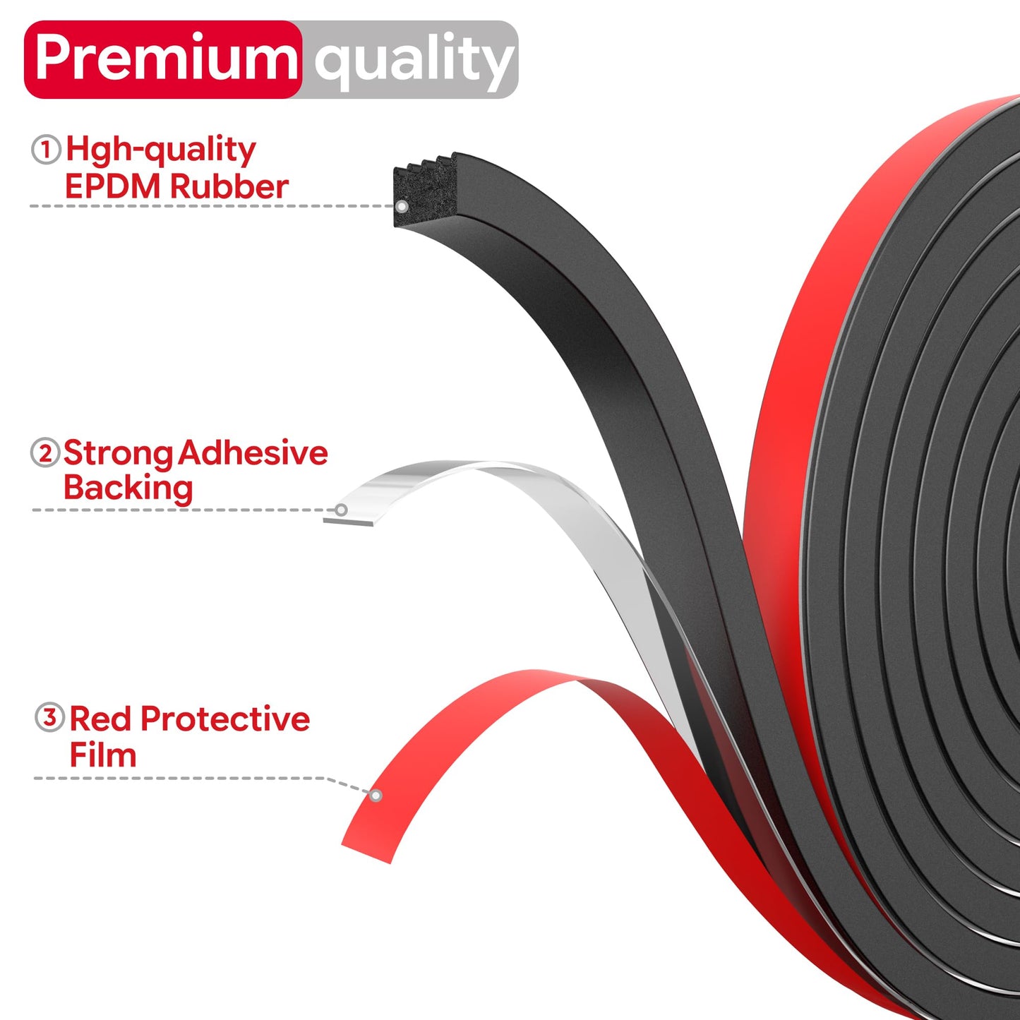 26 Feet Weather Stripping Door Seal EPDM Foam Rubber Seal Strip Weather Stripping for Door, Window, RV, Boat, Auto, Truck, Marine