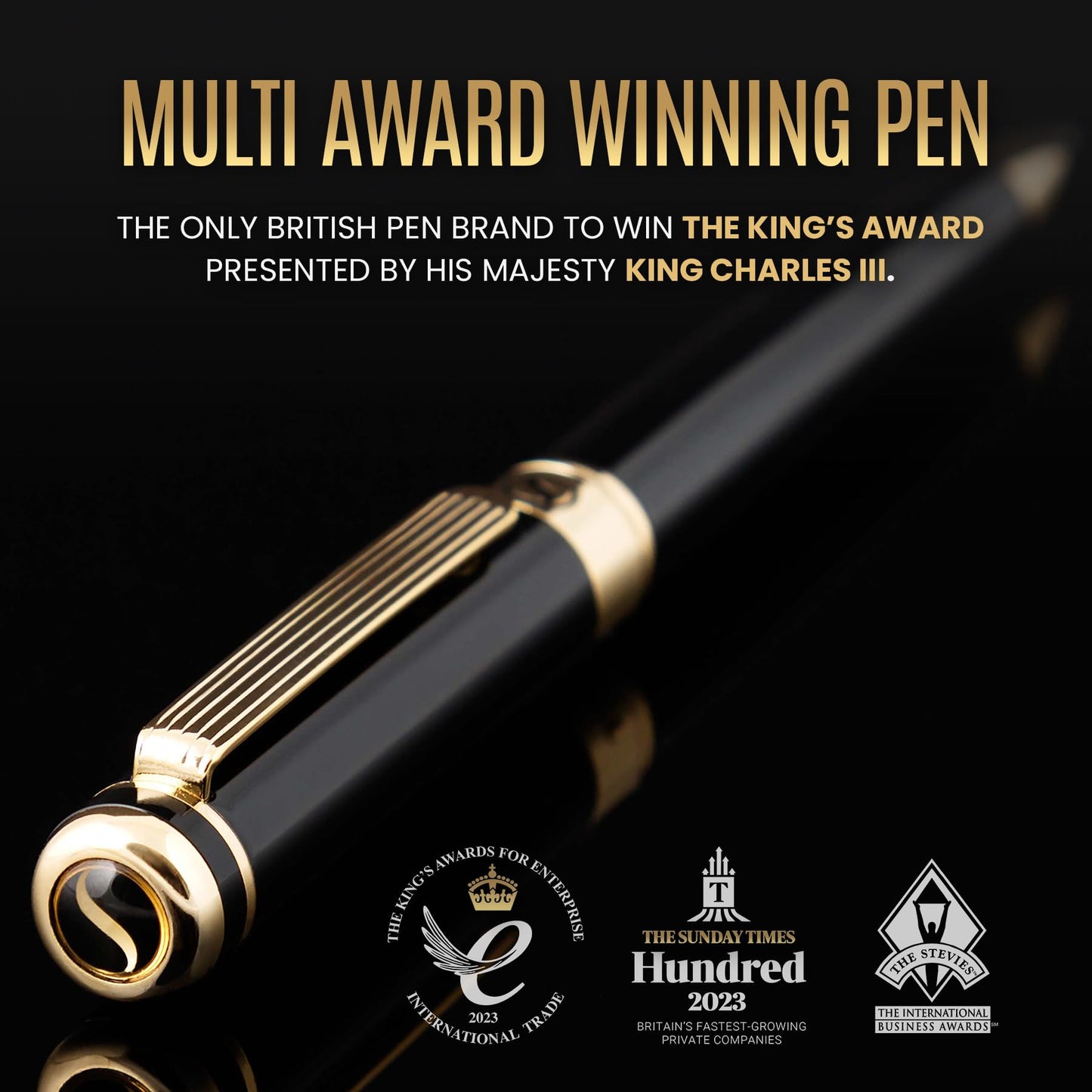 Scriveiner Black Lacquer Ballpoint Pen - Stunning Luxury Pe, Real Gold Plating, Schmidt Black Refill, Best Ball Pen Gift Set for Men & Women, Professional, Executive, Office, Nice Pens