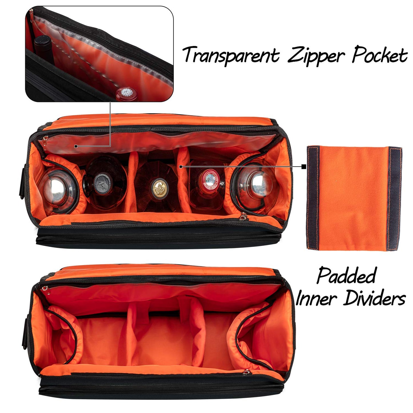 CURMIO Bartender Kit Travel Bag with Padded Compartments for Wine Bottles, Empty Messenger Bag for Bar Kit Set, Perfect for Home Indoor Outdoor Patio Party, Patent Pending, Black
