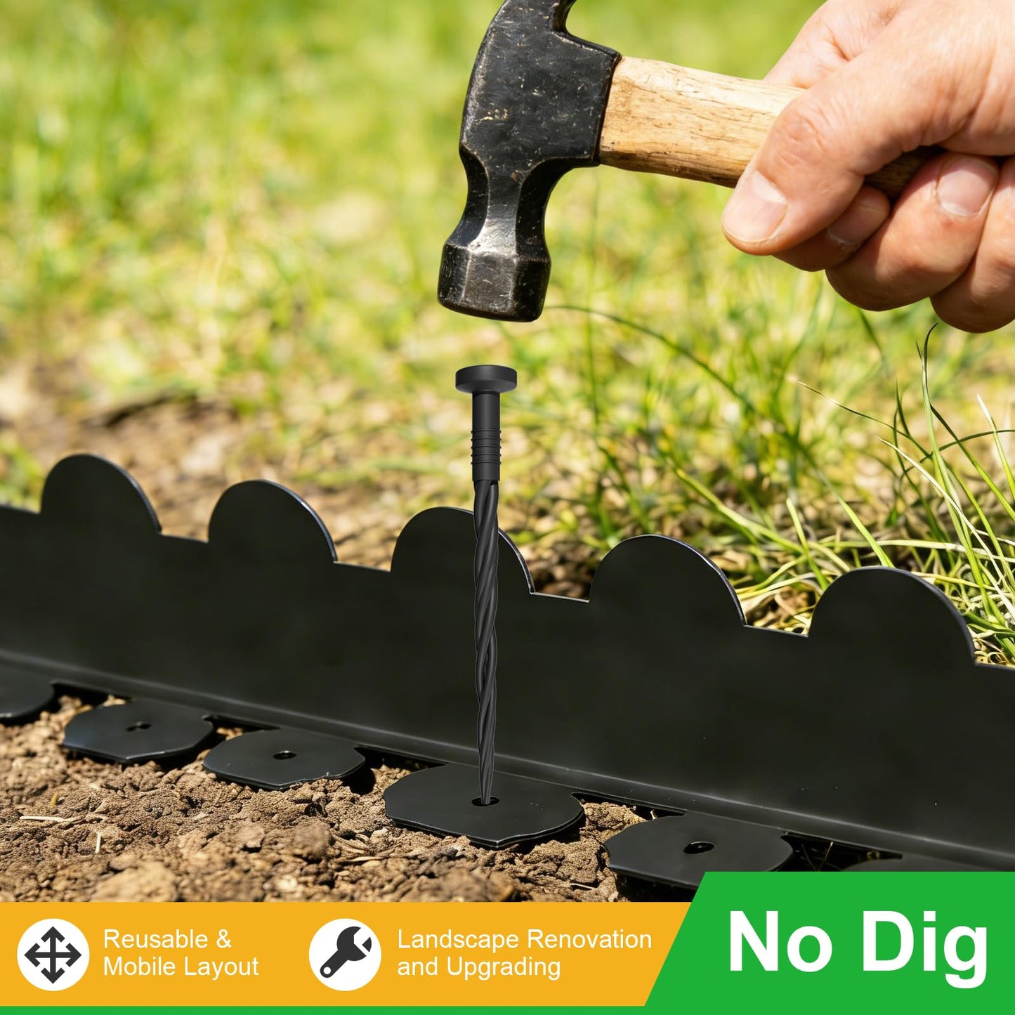 NEYCIL Landscape Edging 33ft, 4in Tall Garden Edging with 40pcs Spikes, Heavy Duty Lawn Edging Kit, Flexible Plastic Landscape Border for Grass, Yard, Flowerbeds, Gravel, Easy Flex No Dig, Black