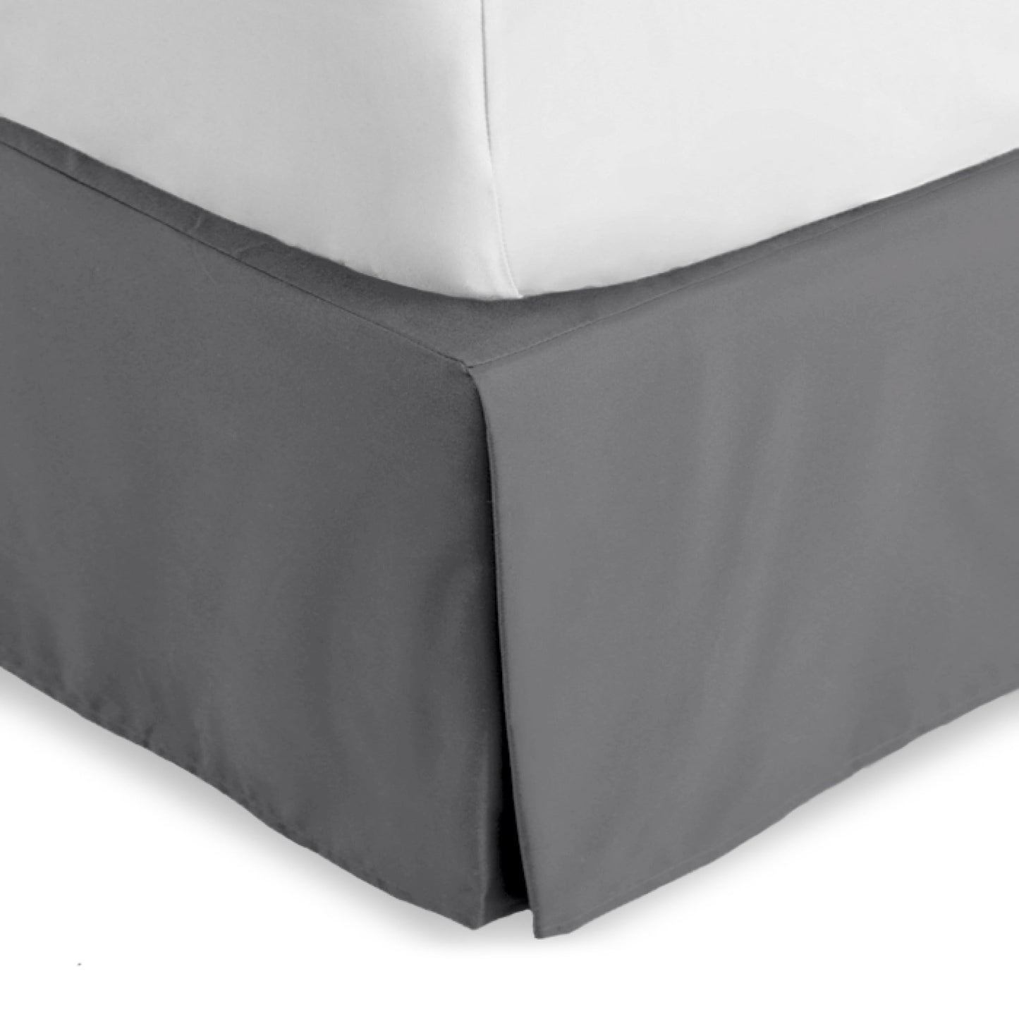 Bare Home Bed Skirt Double Brushed Premium Microfiber, 15-Inch Tailored Drop Pleated Dust Ruffle, 1800 Ultra-Soft Collection, Shrink and Fade Resistant (Queen, Grey)