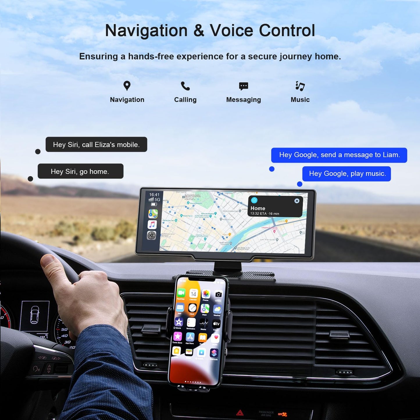 Avylet Wireless Portable Carplay Screen for Car, 4K Dash Cam,1080P Backup Camera,9.26 Inch Android Auto Carplay & Apple Car Play Touch Screen, Voice Control, GPS Navigation, Mirror Link, Bluetooth