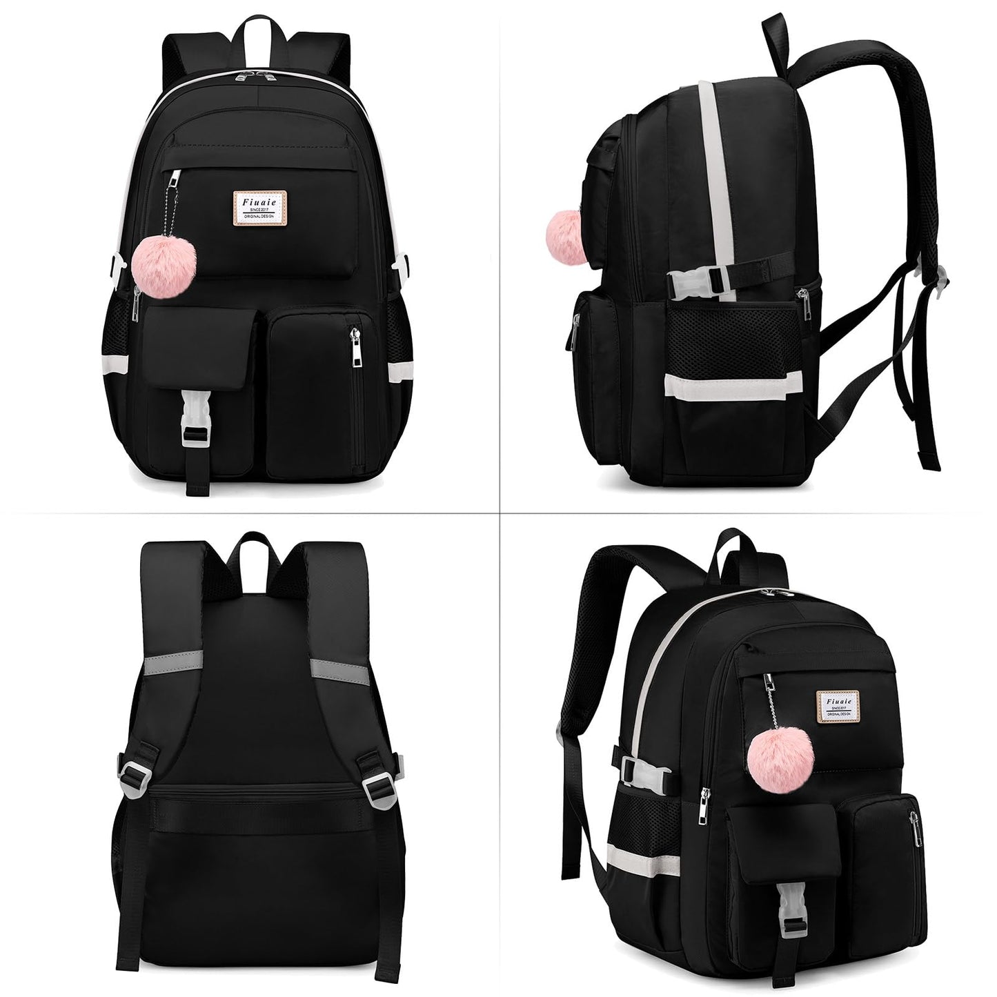 Laptop Backpack for Women College Bookbag: 15.6 Inch Student Backpacks Anti Theft Daypack Large Cute Middle High School Bag Fashion Travel Back Pack Casual Book bag for Teen Girls Black