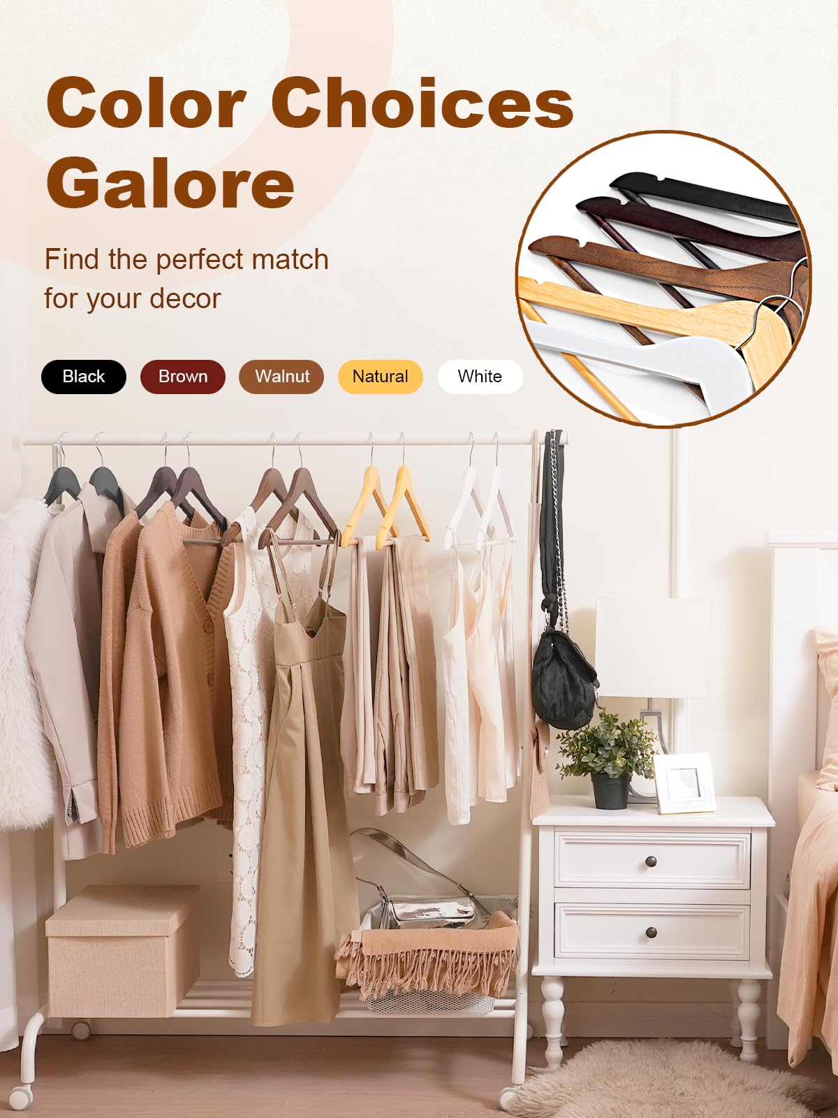 House Day Wooden Hangers 20 Pack, Solid Wood Hanger with Non Slip Pant Bar, Heavy Duty Wooden Coat Hanger for Closet, Smooth Finish Wood Clothes Hangers for Shirts, Suits, Jackets, Dresses, Natural
