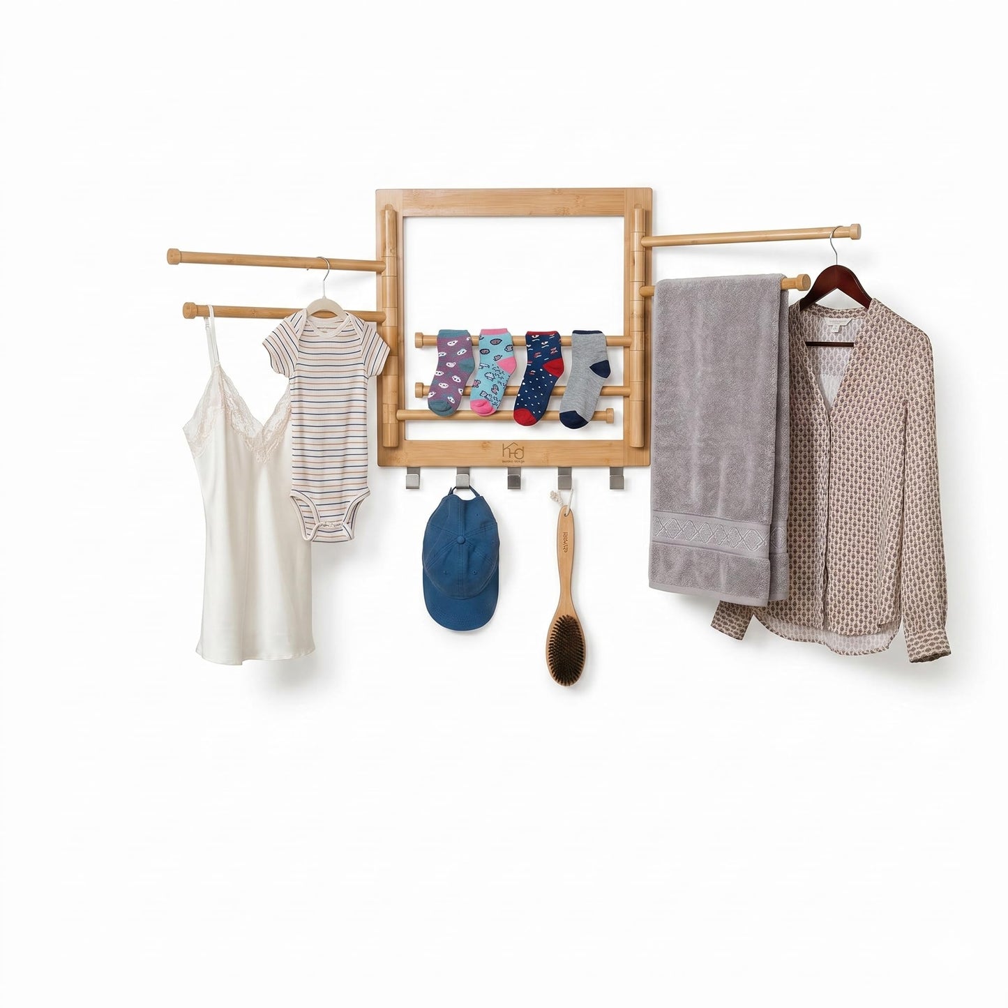 Honey Can Do Wall-Mounted Swivel Clothes Drying Rack DRY-09386 Natural
