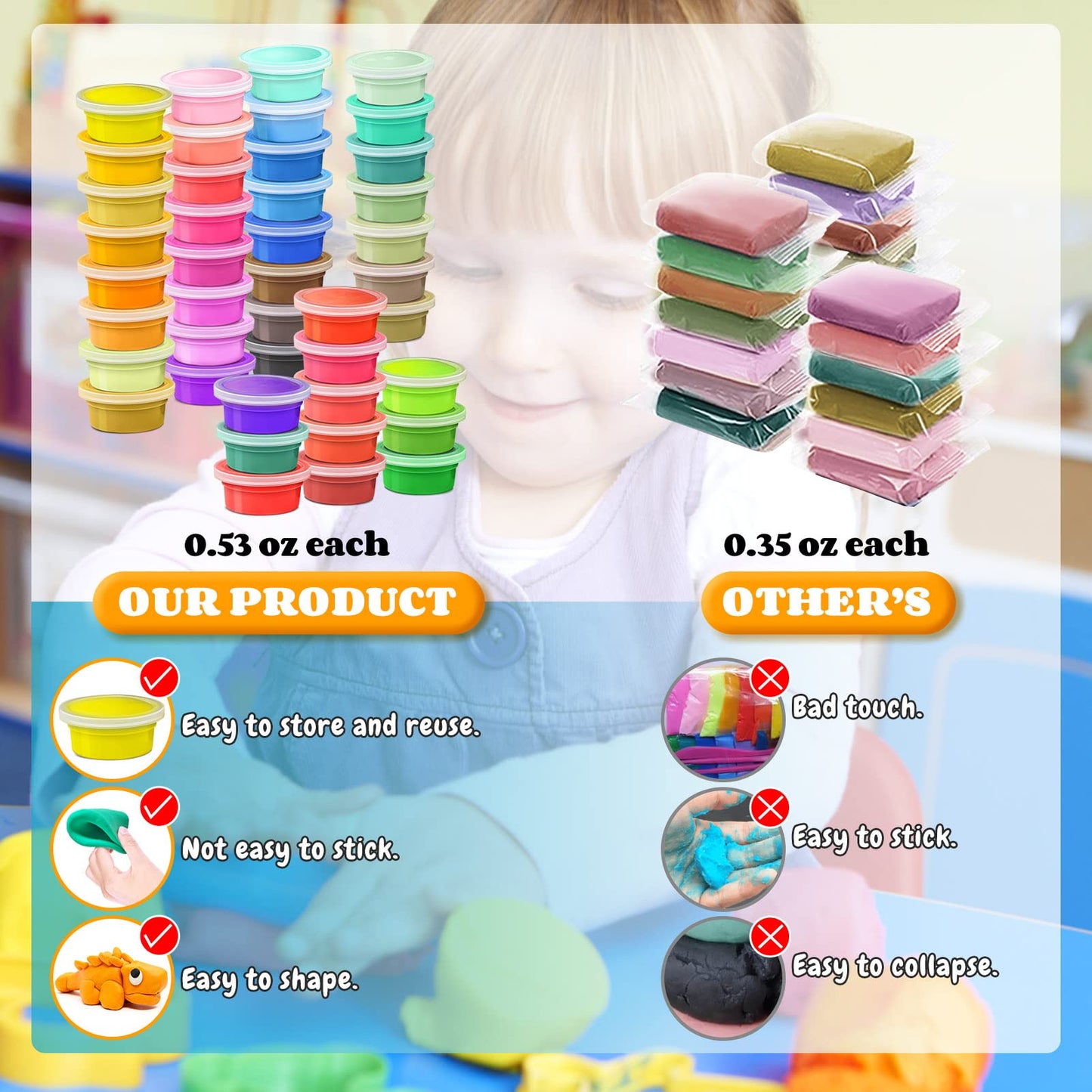 Air Dry Clay 42 Colors, Modeling Clay for Kids, DIY Molding Magic Clay for with Tools, Soft & Ultra Light, Toys Gifts for Age 3 4 5 6 7 8+ Years Old Boys Girls Kids