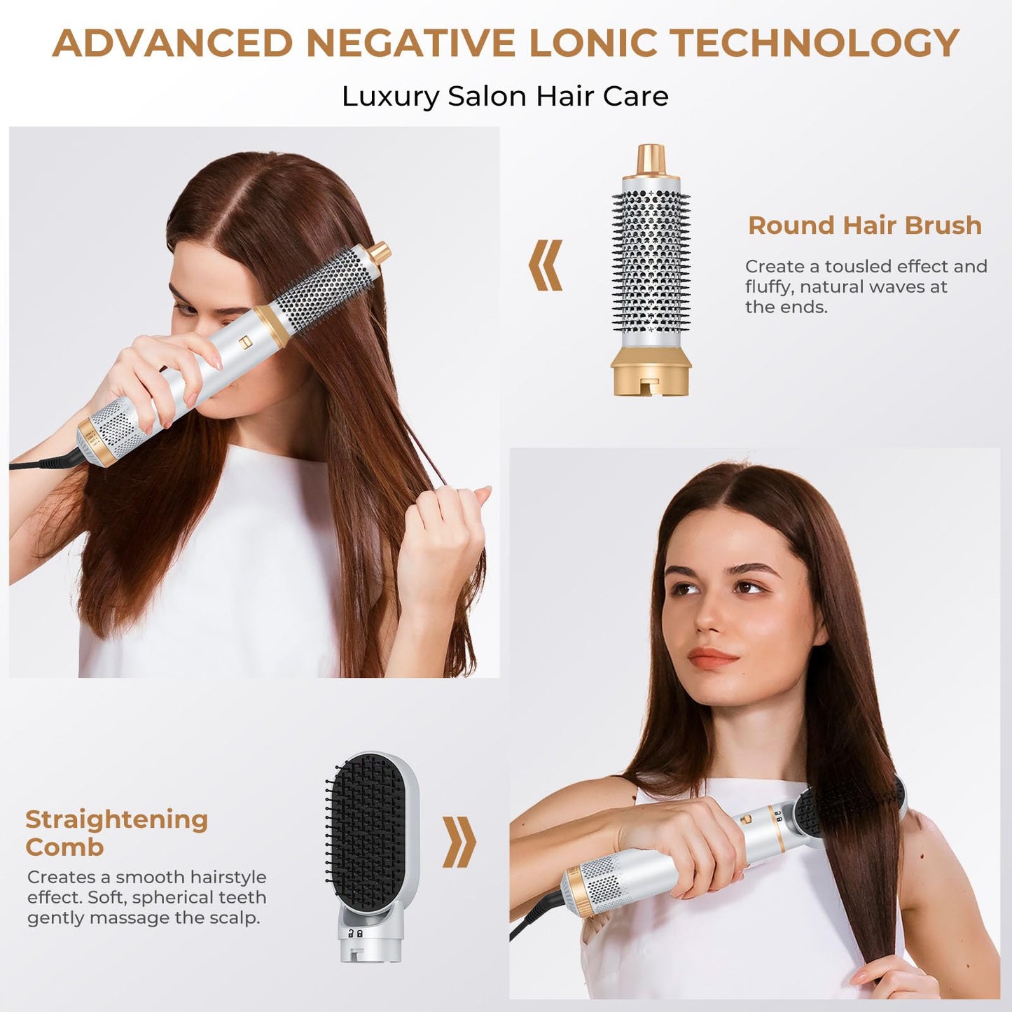 Blow Dryer Brush 5 in 1, Negative Ion Hair Dryer Brush Set Air Styler Curling Wrap Air Curler, Upgrade Hot Air Brush Curling Iron Hair Styling Tools As A Gift for Straight/Curl/Drying/Smoothing