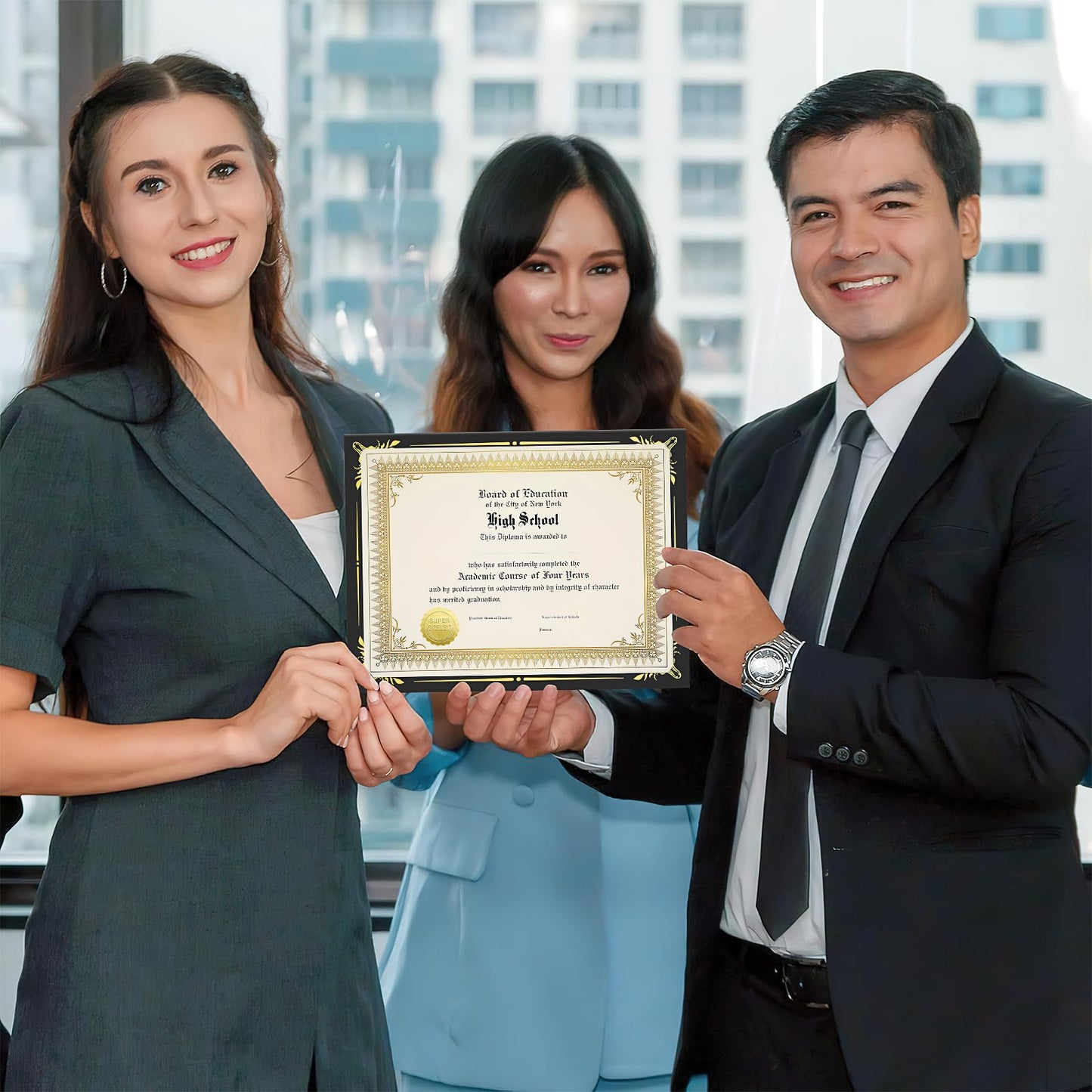 50 Sets Certificate Kit Includes 50 Pcs 9.5 x 12 Inch Certificate Holders 50 Pcs Letter Size Certificate Papers 50 Pcs Gold Foil Award Seals Diploma Covers for Appreciation