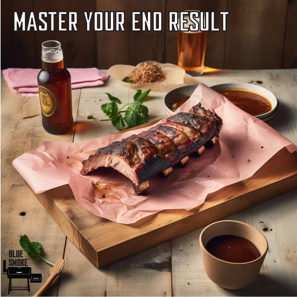 Blue Smoke Extra Wide Pink Butcher Paper Roll (24 inch x 175 feet), Unwaxed, Uncoated, Food Grade Kraft Paper Roll, Craft Paper roll, for Smoking Meat, Peach Butcher Paper, Wrapping Paper, BBQ Paper