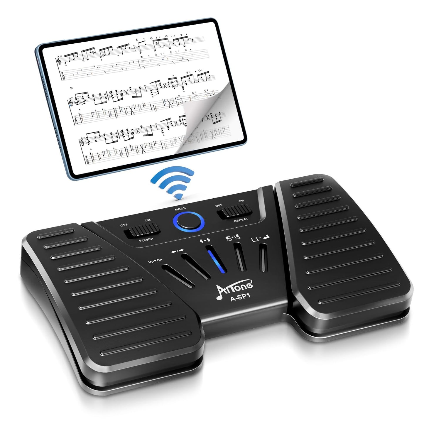 AITONE Wireless Side Turner Bluetooth Foot Pedal Music Page Turner for iPad Tablets Android Ios Phones Piano Keyboard Compatible with Various Music Apps (A-SP1)