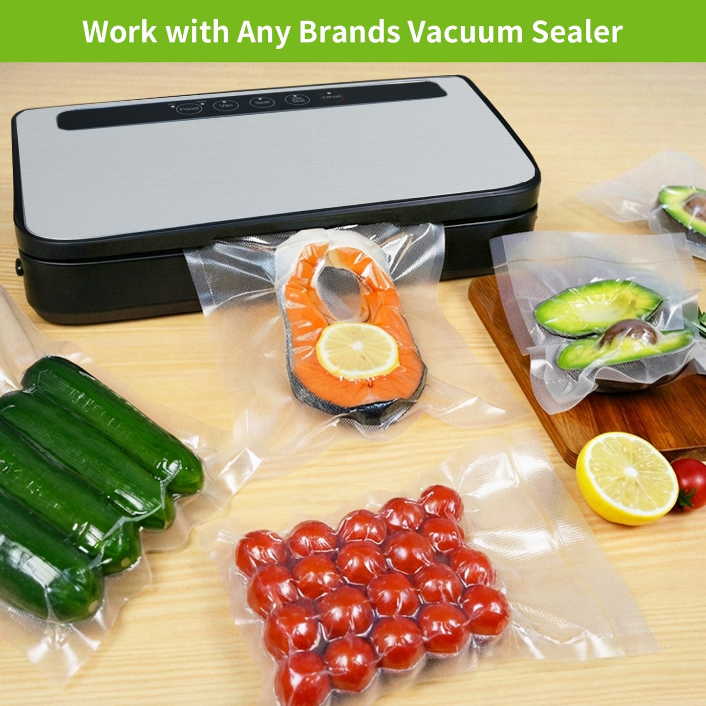 SurpOxyLoc 200 Quart Size 8x12Inch Food Vacuum Sealer Bags with BPA Free,Heavy Duty,Great for Sous Vide and Vac Seal storage