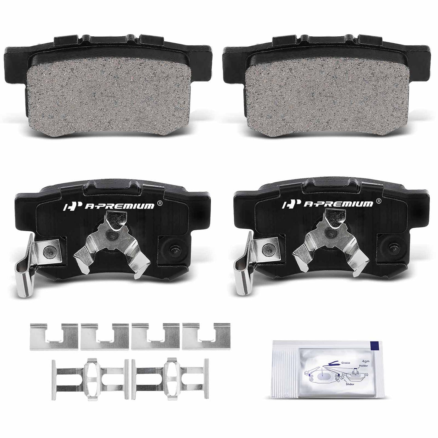 A-Premium Rear Ceramic Disc Brake Pads Set Compatible with Select Acura and Honda Models - CR-V 2005-2016, Crosstour 2012-2015, Accord Crosstour 2010-2011, RDX 2010-2018, with Hardware, 4 Pcs