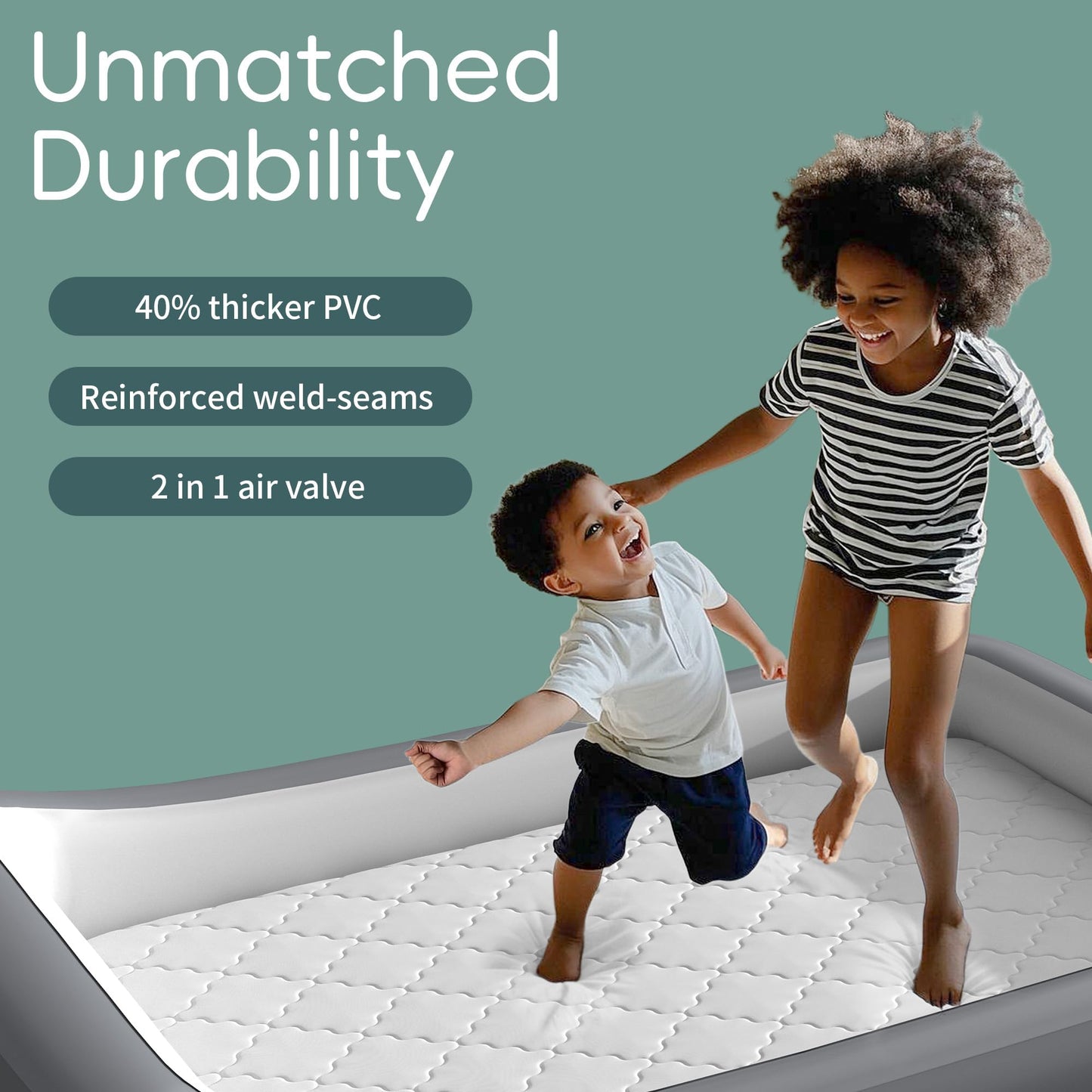 GloTika Inflatable Toddler Travel Bed, Portable Kids Air Mattress with Safety Bumpers, Ideal for Travel or Home Use, Includes Pump and Carry Bag