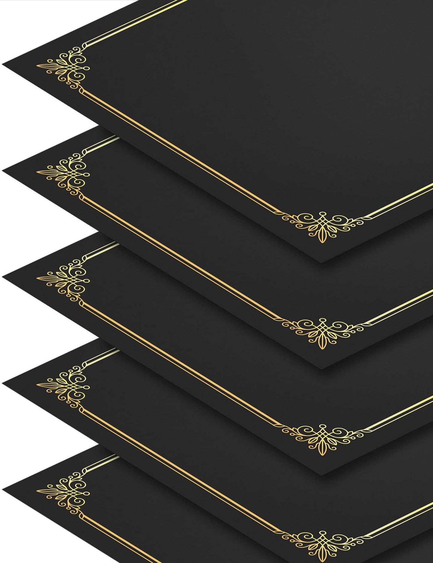 GNL 50 Packs Black Certificate Holders - Diploma Holders, Certificate Covers with Gold Foil Border, for Letter Size 8.5 x 11 Award Certificate Paper and Documents