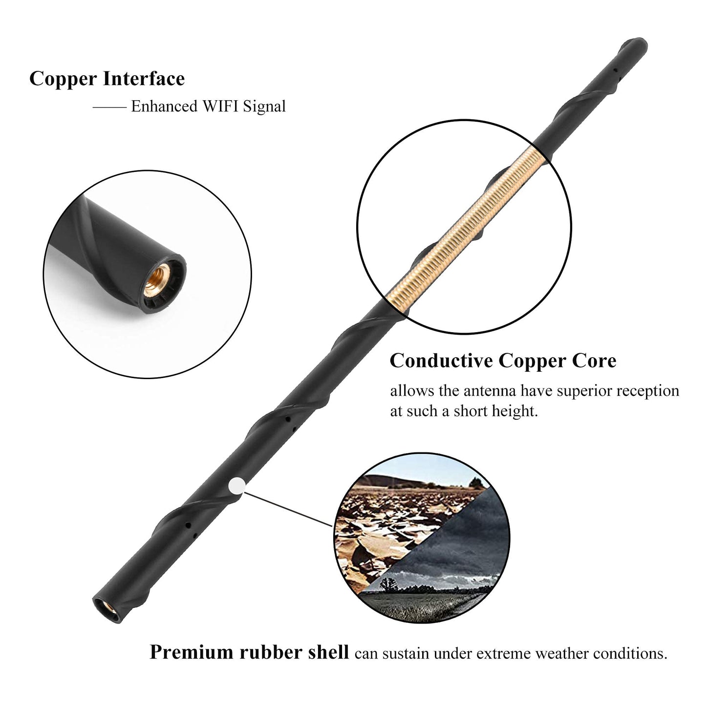 KSaAuto 16 Inch Antenna Compatible with 2007-2024 Jeep Wrangler JK JL JKU JLU Gladiator JT, for Jeep Exterior Accessories Antenna Replacement