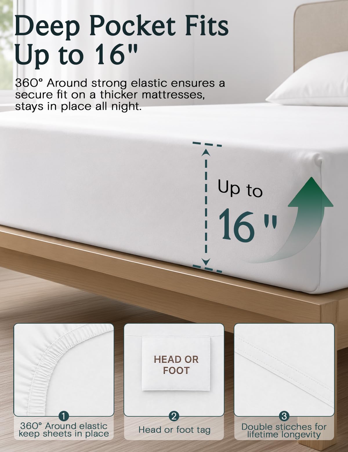 LuxClub 4 PC Queen Sheet Set, Bed Sheets Queen Size, Deep Pockets Wrinkle Free Cooling Bed Sheets Machine Washable Hotel Bedding Silky Soft - White Queen