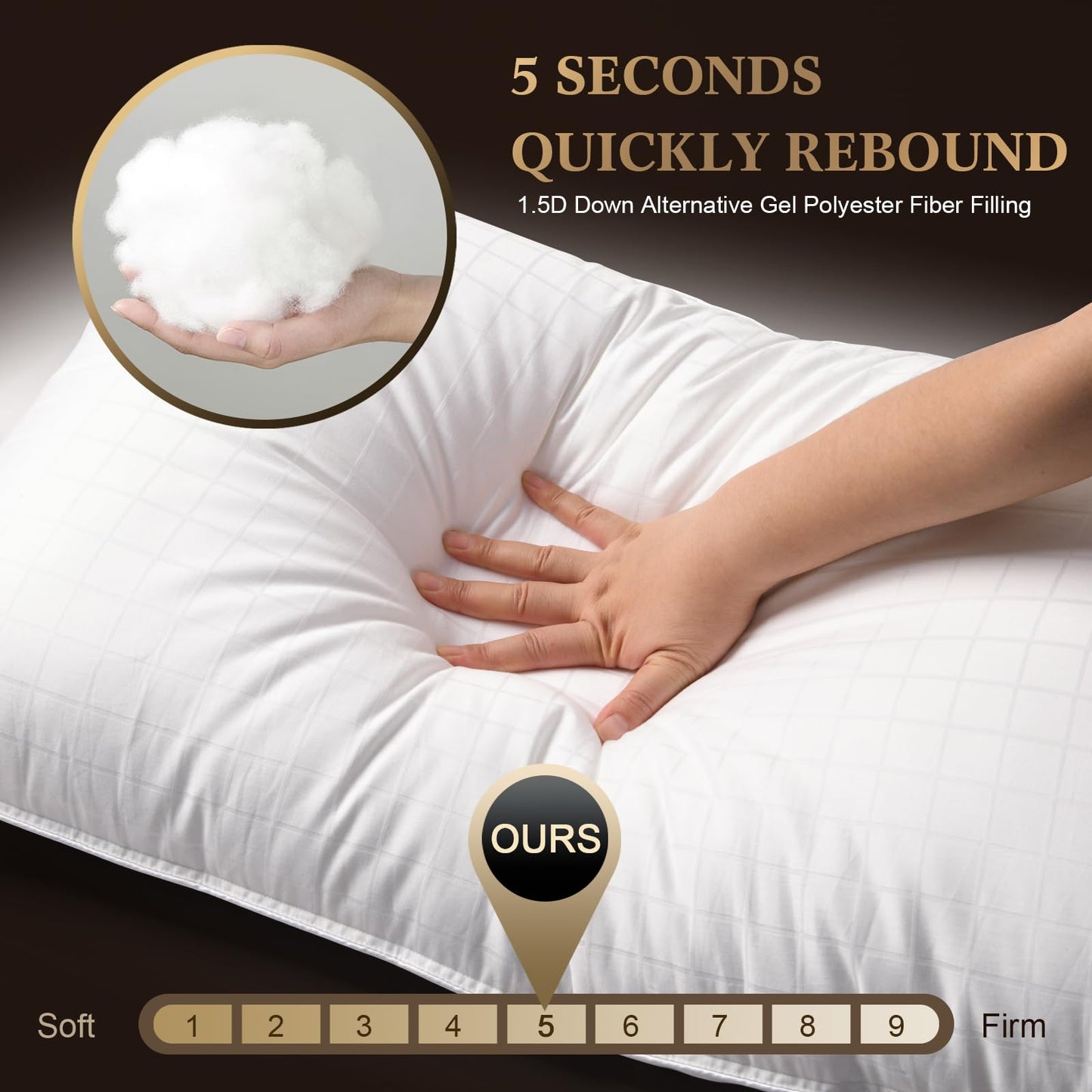 SHERWOOD Down Alternative Hotel Pillows (Wihte Grid, Queen)