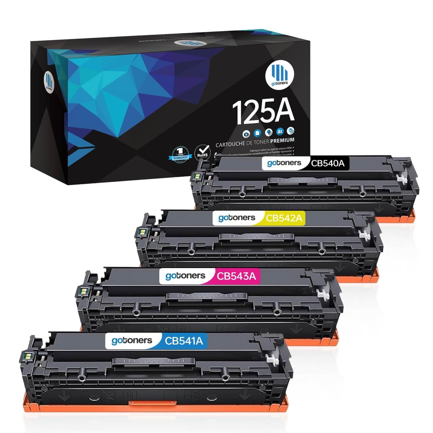 Gotoners Compatible Toner 125A CB540A CB541A CB542A CB543A for Color Laserjet CP1215 cp1518n cp1518ni cp1518 cm1312 (4 Pack)