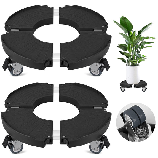 2 Pack Plant Caddy Stands with 360° Wheels Adjustable 15-22 Inch Rolling Plant Stands Heavy Duty Large Plant Carts Dolly with Casters 440lbs Capacity for Large Planter, Garden Pot, Flower Pot, Black