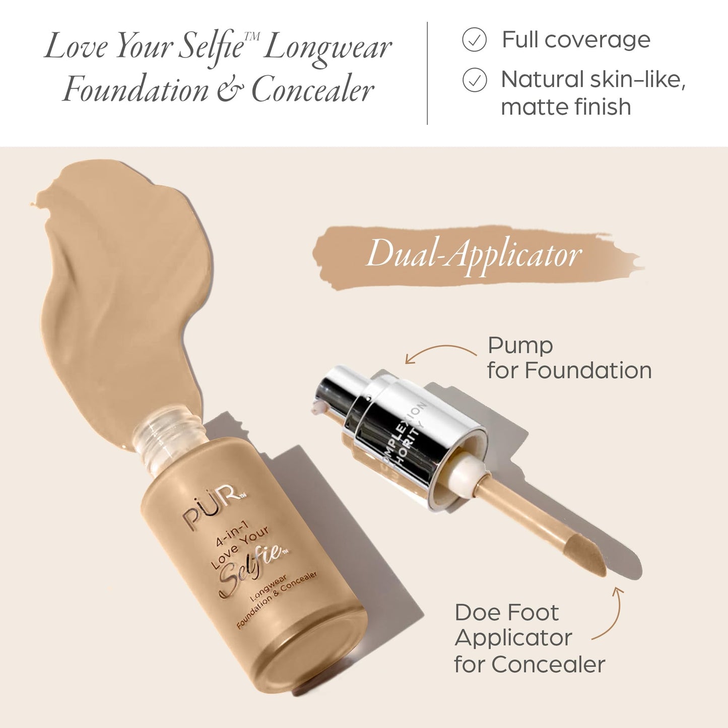PÜR 4-in-1 Love Your Selfie Longwear Foundation & Concealer, TG3