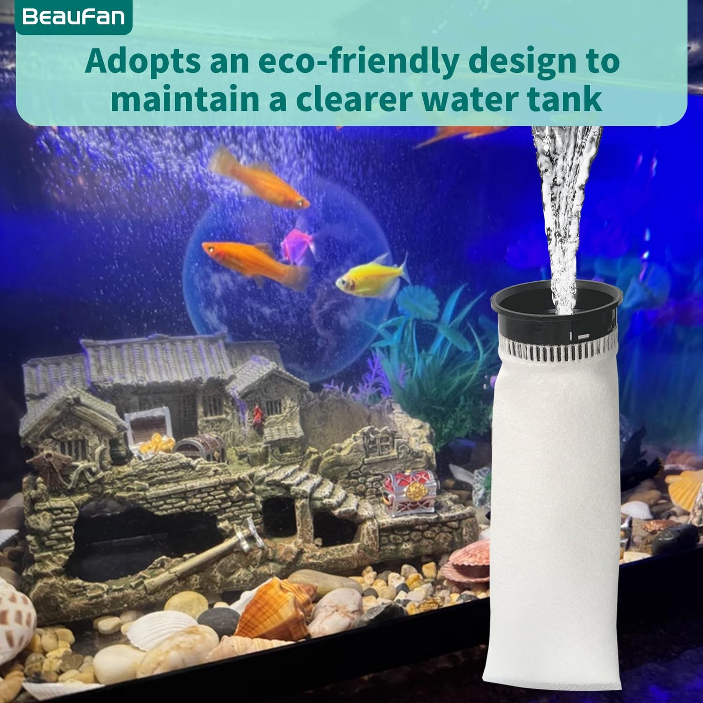 beaufan 12 Pack 2.75 Inch 225 Micron Filter Sock Fits Waterbox, Eshopps, Fiji Cube Aquarium Models, and All 2.75" Filter Sock Holders
