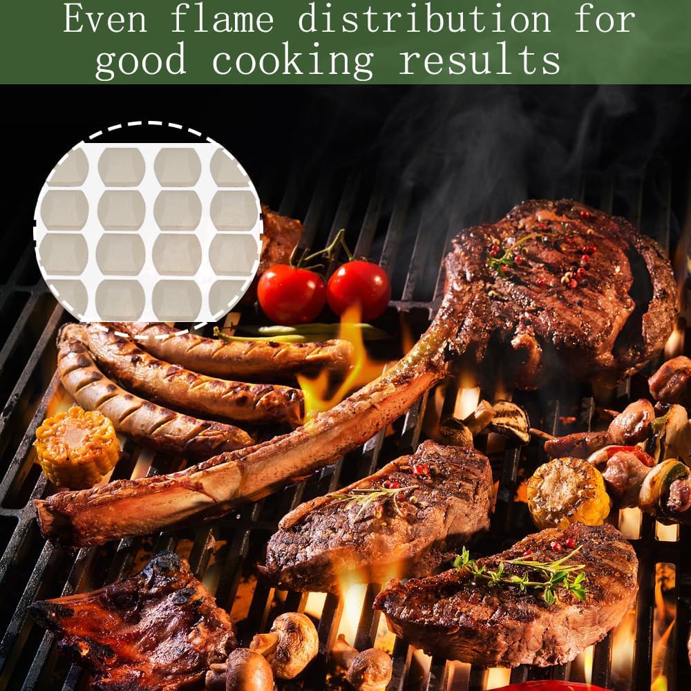 Leship Ceramic Briquettes Replacement for Turbo Nexgrill Gas Grills, Grill Briquettes Replacement for Lava Rocks, 50-Piece